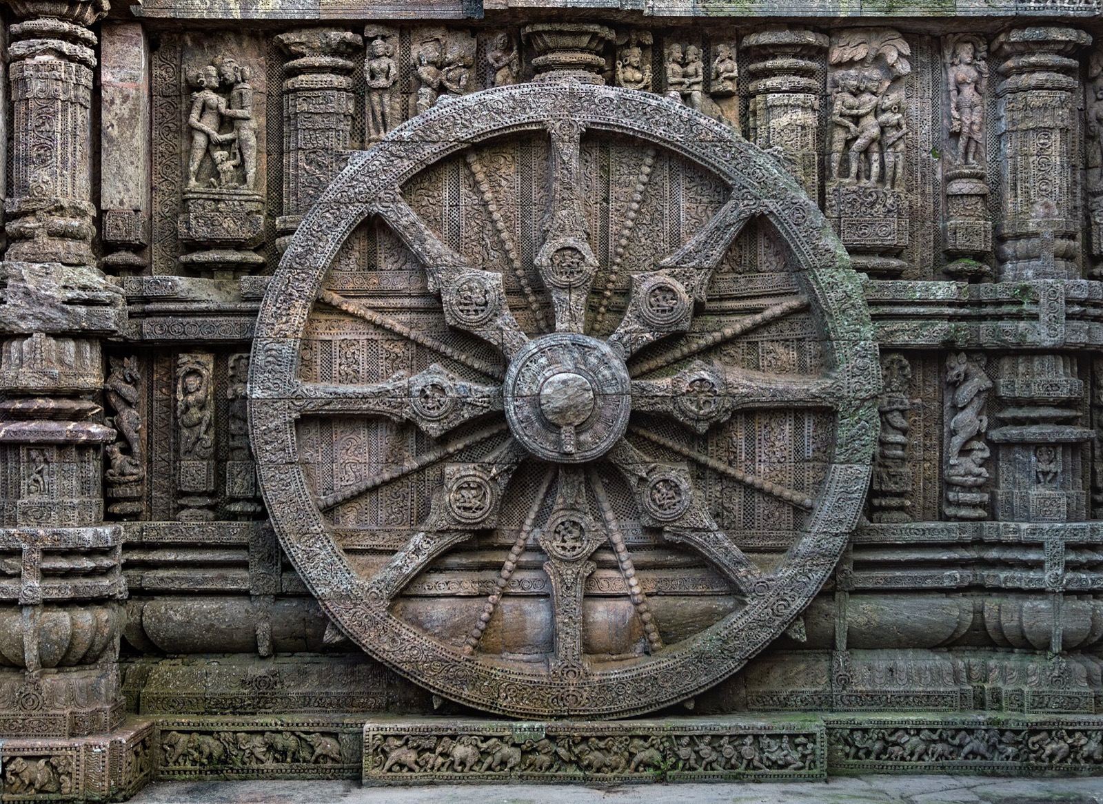 One of the 24 carved stone wheels of the Konark Sun Temple