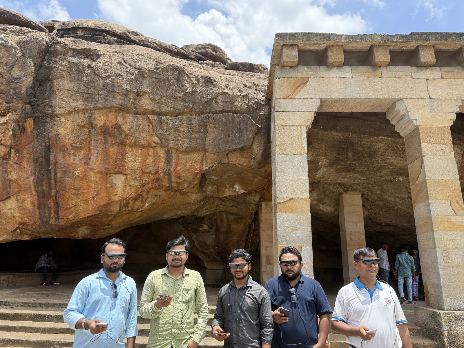 Team with AR glasses at Khandagiri-Udayagiri entrance
