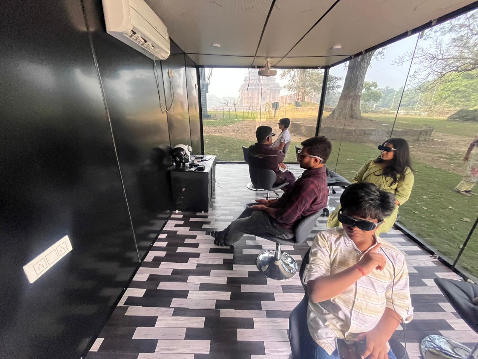 Visitors wearing VR headsets at AR-o-VR booth